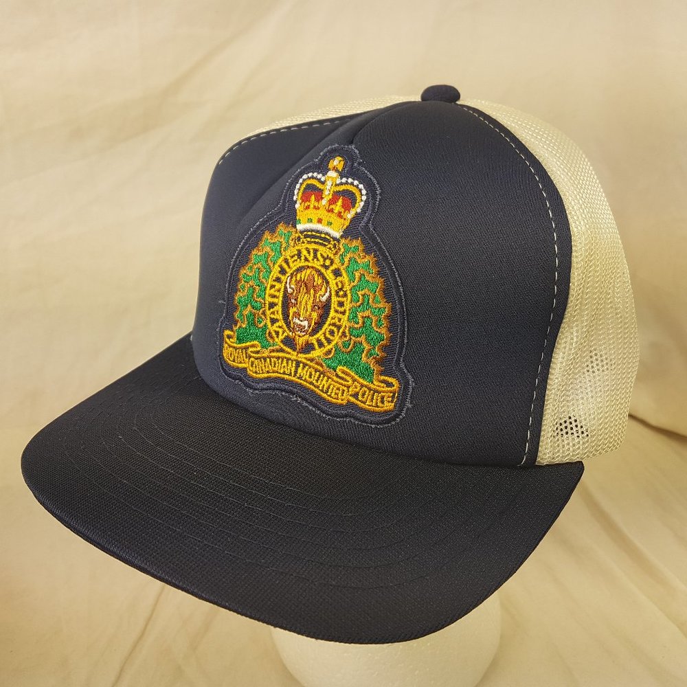 RCMP BLUE WHITE CREST hat cap snapback police vintage 80s